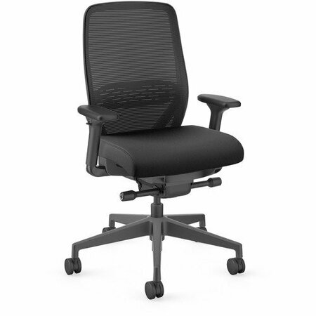 THE HON CO Task Chair, KD, 29inx29inx42-3/4in, Black Mesh/Fabric/Frame HONNR12SAMC10BT